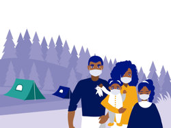 Family wearing face masks