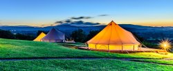 Luxury tents at sunset