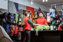 Customer shopping in sports store