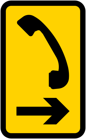 Telephone at crossing sign