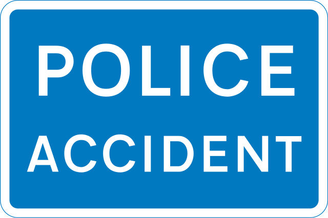 Police accident ahead sign